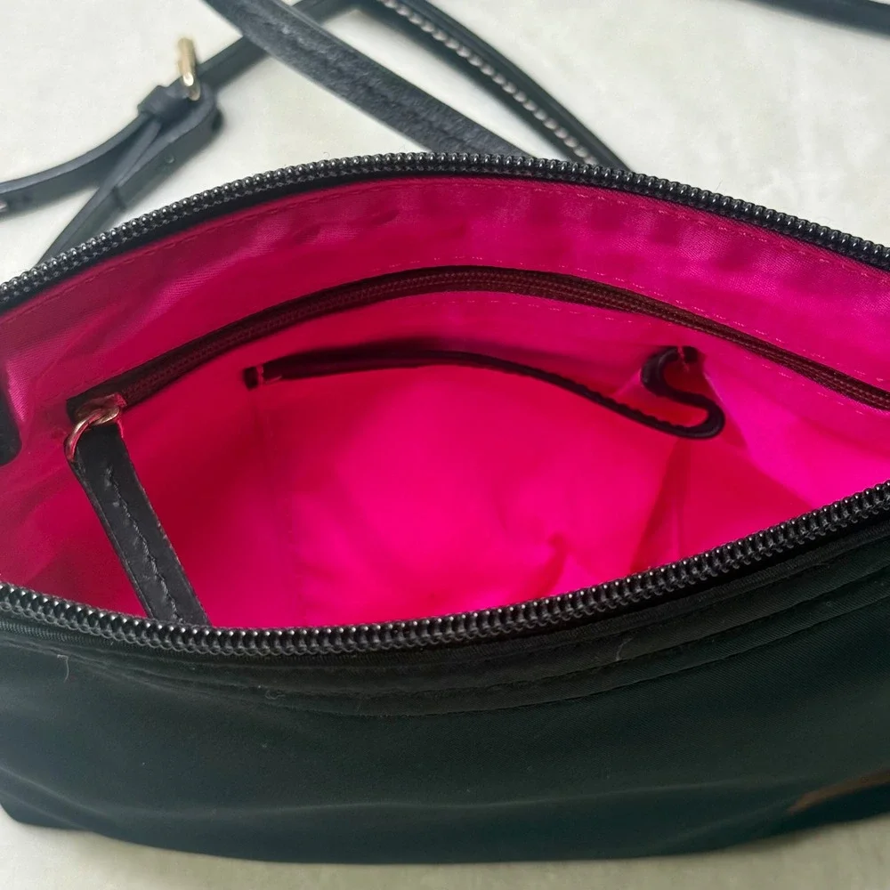 Dooney & Bourke Crossbody Bag Small Black Purse Nylon Leather Pink Preppy Y2K